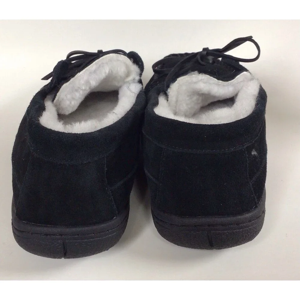NEW LANDS’ END Men's Fuzzy Lined Lace Up Moccasin Slippers/Shoes (Size 9 M)